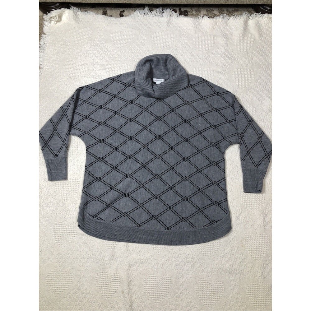 Liz Claiborne Sweater  Womens XXL Pullover Cowl Neck  Long Sleeve Grey/ Black